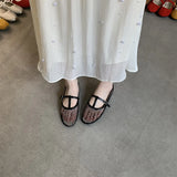 KYLETHOMASW  -  Summer Designer Cosy Mesh Heels Women Flat Shoes Fashion Round Toe Buckle Strap Casual Outdoor Dress Sandals