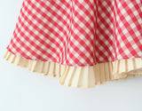 KYLETHOMASW  -  Sexy Red Plaid Print Halter Dress Women Slim Low Waist Spliced Khaki Wood ears Lining Swing Ball Gown Short Dresses Summer Robe