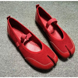 KYLETHOMASW  -  Fashion Split toe Faux suede Patchwork Women Tabi Ballet Flats Spring Autumn Mary Janes Walking Loafers Casual Girls Dance Shoes