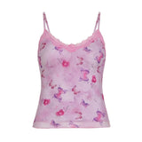KYLETHOMASW  -  Pure girl style small floral lace V-neck suspender summer lightweight mesh age reducing vest top