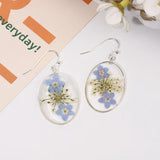 Kylethomasw Elegant Blue Flower Earrings Unique Design Handmaking Epoxy Resin Pressed Flower Earrings Women Statement Jewelry Wholesale