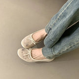 KYLETHOMASW  -  Fashion Lace Butterfly-Knot Women Flats Slip On Shoes Luxury Female Shallow Footwear Round Toe Ballet Flats Ladies Shoes Summer