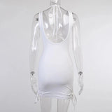 KYLETHOMASW  -  Summer Backless Bodycon Dress Women Hollow Out 2025 Bandage Mini Sleeveless White Black Sexy Party Dresses Beach