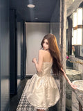 KYLETHOMASW  -  High Quality Luxury Chest Hugging Dresses Spring Women Sleeveless Backless Ball Gown Dress Summer High Waist Zipper Mini Dress
