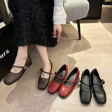 KYLETHOMASW  -  Shoes for Women New Fashion Medium Heeled Women Single Shoes Soft and Comfortable Red Ballet Shoes Zapatos De Mujer