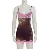 KYLETHOMASW  -  Lace Contrasting Patchwork Camisole Dress, Pure and Sexy V-neck Exposed Backpack Hip Skirt