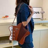 KYLETHOMASW  -  Creativity Star Accordion Pu Crossbody Backpack Women Y2k Piano Key Large Capacity Shoulder Bag Multi-purpose Fashion Handbag