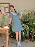 KYLETHOMASW  -  Princess Gentle Women Maxi Dress Slim-Fit Summer Short Sleeve Sweet  Elegant Office Lady All Match Daily