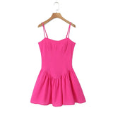 KYLETHOMASW  -  Sexy Rose Pink Bra Corset style Spaghetti Strap Mini Dress Women Backless Party Skater Low Waist Short Sling Robe Vestido