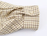 KYLETHOMASW  -  French Vintage Checkered Puffed Sleeve Bow Tie Shirt 2026 Spring Autumn Blouses Women's Clothes Casual Tops