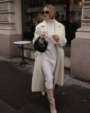KYLETHOMASW  -  Coat Women Fashion Women's White Single-Breasted Trench AW British Woolen Long Coat