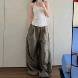 KYLETHOMASW  -  American Retro Lazy Style High Waist Pleated Wide Leg Pants Women Summer Loose Casual Pants Elastic Waist Workwear Trousers