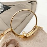 KYLETHOMASW  -  Women's Velvet Clutch Bag 3D Flower Decor Gold Circle Handle Chain Strap Evening Party Crossbody Shoulder Bags Handbag