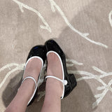 KYLETHOMASW  -  Japanned Leather Mary Janes Woman Color Block High Heels Shoes Ladies Belt Buckle Tacones Wedges Chunky Heeled Escarpins Mujer