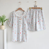 KYLETHOMASW  -  Cotton double-layer gauze lace princess pajamas women's summer new short-sleeved trousers shorts ins loungewear cover