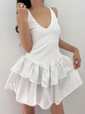 KYLETHOMASW  -  2025 Double Layered Ruffled Edge Hanging Neck Vest Dress Women Summer New Style French Ballet Cake Short Vestidos