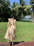 KYLETHOMASW  -  Floral Prints Midi Dresses for Women Vintage Fashion Elegant French Clothing Casual Holiday Beach Party Summer New