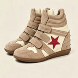 KYLETHOMASW  -  Trend Wedge Women's Sneakers Hidden Heel 7CM High Top Star Rivet Decor Suede Women's Shoes Velcro Platform Casual Women's Boots