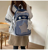 KYLETHOMASW  -  High-capacity Transparent Star Dot Ita Bags Sweet Y2k Aesthetic Ins Students Backpacks Contrast Color Patchwork Women Schoolbags