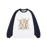 Kylethomasw Funny Rabbit Print T-shirts for Women Kawaii Graphic Raglan Sleeve Tee Shirt Female Autumn Cutecore Oversized Clothes