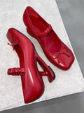 KYLETHOMASW  -  Sweet Bow Decoration Strange Heel Round Toe Mary Jane Shoes for Women Street Style Designer High Heels Elegant Party Dress Shoes