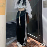 KYLETHOMASW  -  Striped Sport Sweatpants for Women Black Harajuku Korean Fashion Casual Pants Hippie Streetwear Preppy Trousers Aesthetic