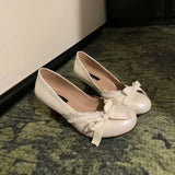 KYLETHOMASW  -  French Vintage Butterfly Knot Single Shoes Women's New Thick Heel Mary Janes Versatile Commute High Heels Summer Rubber...