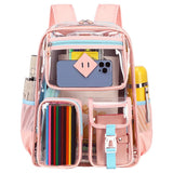 KIylethomasw 2024 Best-selling Transparent Backpack for Boys Girls Large Capacity Nylon Waterproof School Backpacks Book Primary Schoolbags