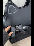 KYLETHOMASW  -  Sweet Cute Cat Pink Shoulder Bags Wallet Women Retro Leather Large Capacity Y2k Handbag Ladies Underarm Bag Backpack