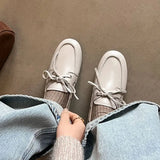 KYLETHOMASW  -  New Leather Flats Shoes Women's Loafers Round toe Vintage Suede Leather Ladies Casual British Style Flat Single Shoes