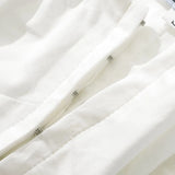 KYLETHOMASW  -  Sexy White U Collar Metal Hook Buttons Short Puff Sleeve Shirt Women Tie Bow Shoulder Center Slim Crop Tops Black
