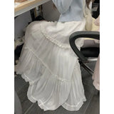 KYLETHOMASW  -  Sweet Skirts Women Bowknot Lace Patchwork Stretch High Waist Spring 2025 Fashion Elegant Long Skirt Female Casual