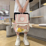 KYLETHOMASW  -  Large Capacity Ita Mochila Transparent Mochilas Preppy Style Mujer School Bag Student Backpack Heart Backpacks