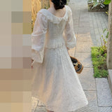 KYLETHOMASW  -  Mermaid princess summer new retro ruffle edge embroidery slim chic dress Hong Kong flavor retro chic skirt