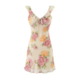 KYLETHOMASW  -  floral printed mini dress V-neck ruffled neckine sexy women party dress new bohemian spring summer dress
