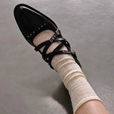 KYLETHOMASW  -  Roman Style Pointed Toe Ladies Shoes 2025 Fashion Mid Heels Rivet Women Single Shoes Elegant Versatile Casual Women Shoes