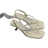 KYLETHOMASW  -  Retro Square Toe Clip Toe Sandals Kitten Heel Back Strap Brown Solid Concise French Style Sexy Fashion Women Shoes Summer Casual