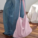 KYLETHOMASW  -  Korean Corduroy Shoulder Bags Niche Versatile Large Capacity Canvas Bag for Women