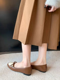 KYLETHOMASW  -  Retro Square Toe Bow Brand Low Heel Pumps Women Fashion Mixed Colors Flats Comfortable Shallow Moccasin Loafers Zapatos De Mujer
