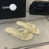 KYLETHOMASW  -  Summer Fashion Bowknot Concise Style Women Slippers Comfort Breathable High Heel Slippers Square Toe Sexy Female Slippers 625