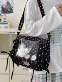 KYLETHOMASW  -  Dot Print Crossbady Bag Flap Transparent Sac Femme New Lace-up Bow Bolso Sqaure Bolsos De Mujer Underarm  Bags for Woman