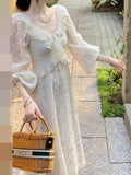 KYLETHOMASW  -  Mermaid princess summer new retro ruffle edge embroidery slim chic dress Hong Kong flavor retro chic skirt