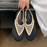 KYLETHOMASW  -  Women Flats Sandals Slides Shoes Summer Beach Luxury Female Flip flops Fashion Round Toe Ladies Flats Sandals Shoes