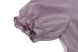 KYLETHOMASW  -  Korean Sweet Ruffle Collar Puff Sleeve Crop Blouse Women Thin Lightweight Casual Daily Shirt