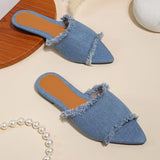 KYLETHOMASW  -  Summer Femme Pointed Toe Flip Flops Women Flats Cowboy Slippers Fashion Beach Dress Shoes New Casual Slides Zapatos Mujer