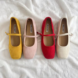 KYLETHOMASW  -  Women's Mary Jane Shoes Elegant French Casual Shoes for Woman Exquisite Square Head Flat Shoe Designer Shoes Zapatos Mujer