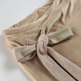 KYLETHOMASW  -  Skin tone, low waist, three-dimensional bow tie, wide leg pants, temperament, velvet drape, casual pants