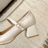 KYLETHOMASW  -  Butterfly-knot Women Mary Jane Shoes Fashion Thick Heel Buckle Strap Dress Shoes Ladies Comfort Spring Autumn Concise Footwear
