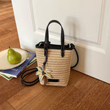 KYLETHOMASW  -  Women Mini Straw Woven Bucket Bag New Trend Summer Beach Crossbody Bags Female Cute Travel Fashion Handbags and Purses