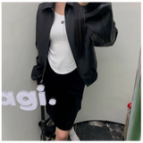 KYLETHOMASW  -  Leather Jacket Women's New Loose High-grade Zipper Short Retro Motorcycle Top